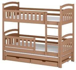 Etagenbett mit Zusatzliege Blanka – 80x160 cm – Zimt