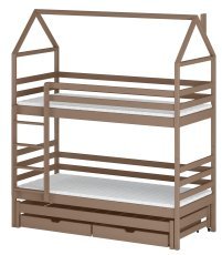Etagenbett mit Zusatzbett Dalia – 90x200 cm – milchschokoladenfarben
