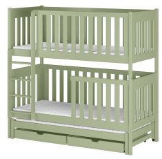Etagenbett mit Zusatzbett Emilka – 90x190 cm – Olivengrün