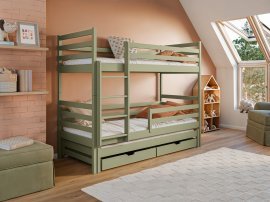 Etagenbett mit Zusatzbett Luk – 80x180 cm – Oliv