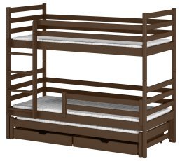 Etagenbett mit Zusatzbett Luk – 90x190 cm – dunkel schokoladenbraun
