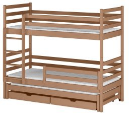 Etagenbett mit Zusatzbett Luk – 90x190 cm – Zimt