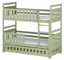 Etagenbett mit Zusatzbett Oliwia – 80x160 cm – Oliv