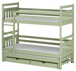 Etagenbett mit Zusatzbett Seweryn – 80x180 cm – Olivgrün