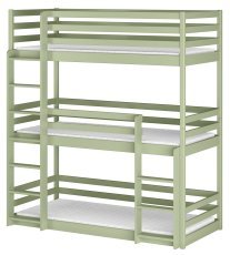Lano - Etagenbett Ted für 3 Kinder – 80x200 cm – Oliv