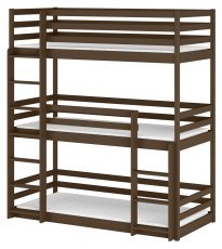 Etagenbett Ted für 3 Kinder – 90x190 cm – Dunkel schokoladenbraun