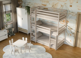 Etagenbett Ted für 3 Kinder – 90x190 cm – Kaschmir