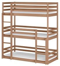 Etagenbett Ted für 3 Kinder – 90x200 cm – Zimt