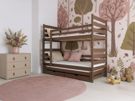 Etagenbett mit Zusatzbett Tomi – 80x160 cm – dunkel schokoladenbraun