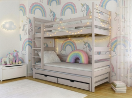 Etagenbett mit Zusatzbett Tomi – 80x180 cm – Kaschmir