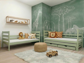 Lano - Etagenbett mit Zusatzbett Tomi – 80x200 cm – Oliv