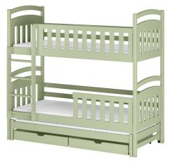 Etagenbett mit Zusatzbett Viki – 80x200 cm – Oliv
