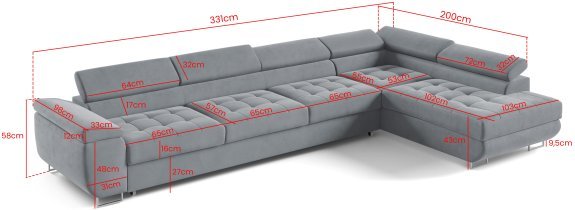 Ecksofas PKMebel - Ecksofa Benjamin 155 XL