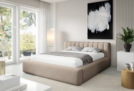 Bett Bormio (niedriges Kopfteil) mit hochklappbarem Holzmechanismus