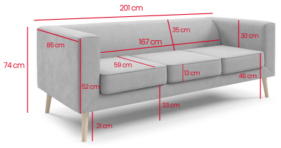 Ecksofas PKMebel - 3-Sitzer-Sofa Bastian