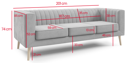 Ecksofas PKMebel - 3-Sitzer-Sofa Hudson