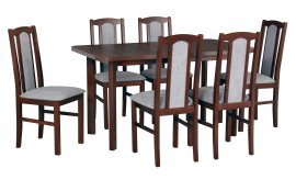 Esszimmer-Set Tisch Wenus 2 P Nuss + 6 Stühle Bos 7 Nuss 1B