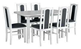 Esszimmer-Set Tisch Wenus 2 weiß + 6 Stühle Bos 7 weiß 8B