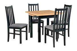 Esszimmer-Set Tisch Max 7 schwarz/Grandson + 6 Stühle Bos 10 schwarz 28B