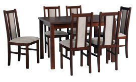 Esszimmer-Set Tisch Alba 2 Nuss + 6 Stühle Bos 14 Nuss 3B