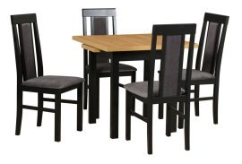 Esszimmer-Set Tisch Max 7 schwarz/Grandson + 6 Stühle Nilo 2 schwarz 28B