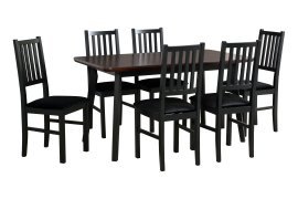 Esszimmer-Set Tisch Oslo 7 schwarz/Nuss + 6 Stühle Nilo 7 schwarz 29B
