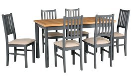 Esszimmer-Set Tisch Modena 1 P Graphit/Grandson + 6 Stühle Nilo 7 Graphit 3B