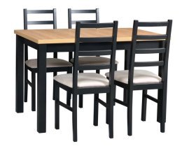 Esszimmer-Set Tisch Max 5 schwarz/Grandson + 4 Stühle Nilo 8 schwarz 26B