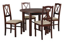 Esszimmer-Set Poli 4 Nuss + 4 Stühle Nilo 11 Nuss 27B
