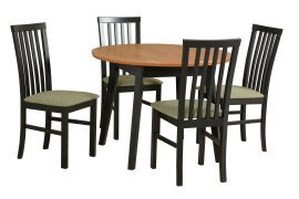 Esszimmer-Set Wien 4 schwarz/Eiche + 6 Stühle Graz 1 schwarz 12B