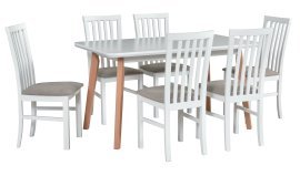 Esszimmer-Set Oslo 8 weiß/Buche + 6 Stühle Milano 1 weiß 3B