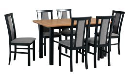 Esszimmer-Set Wenus 2 Schwarz/Eiche + 6 Stühle Milano 7 Schwarz 15B