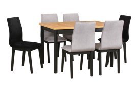 Esszimmer-Set Max 5P schwarz/Grandson + 6 Stühle Luna 1 schwarz