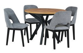 Esszimmer-Set Ikon 7 schwarz/Artisan + 4 Stühle Monti 2 Grandson 37A