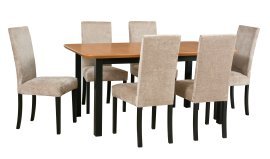 Esszimmer-Set Wenus 5 S schwarz/Eiche + 6 Stühle Roma 2 schwarz 35A Aragon 20