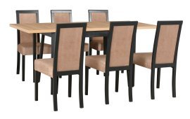 Esszimmer-Set Ikon 5 schwarz/Artisan + 6 Stühle Roma 3 schwarz