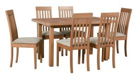 Esszimmer-Set Wenus 2 heller Nussbaum + 6 Stühle Roma 9 heller Nussbaum 35A Aragon 20