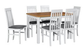 Esszimmer-Set Max 5 Weiß/Artisan + 6 Stühle Nilo 1 Weiß 37A