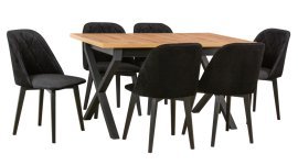 Esszimmer-Set Ikon 1 schwarz/Wotan + 6 Stühle Monti 3 schwarz 21B