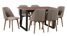 Esszimmer-Set Ikon 3 schwarz/hell Nussbaum + 6 Stühle Monti 3 hell Nussbaum 30A