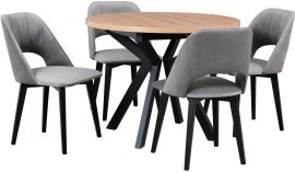 Esszimmer-Set Tisch Ikon 8 Artisan Eiche + 4 Stühle Monti 4 Schwarz Riviera 91