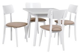 Esszimmer-Set Tisch Oslo 1 L weiß + 4 Stühle Hugo 6