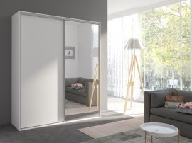 Kleiderschrank mit Schiebetüren und Spiegel Grande 204 cm - weiß
