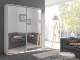 Kleiderschrank mit Schiebetüren und 2 Spiegeln Grande 204 cm - weiß