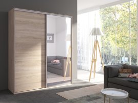 Kleiderschrank mit Schiebetüren und Spiegel Grande 204 cm - Eiche Sonoma