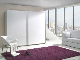 Kleiderschrank mit Schiebetüren Lux 3 - Weiß Hochglanz