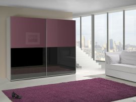 Kleiderschrank mit Schiebetüren Lux 11 - Violett/Schwarz Hochglanz