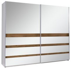 Kleiderschrank mit Schiebetüren Lux 23 - Weiß/Eiche Riviera
