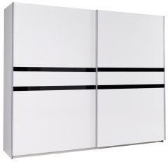 Kleiderschrank mit Schiebetüren Lux 33 - Weiß Hochglanz/Schwarz