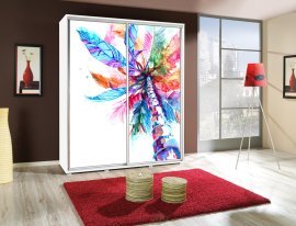 Kleiderschrank mit Schiebetüren mit Grafik Palma 2 Penelopa 155 cm - weiß